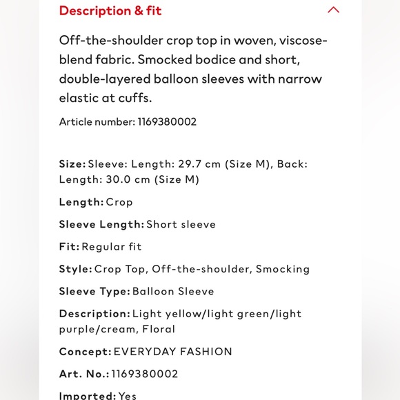 H&M Smocked Off-the-shoulder Top - Picture 4 of 6